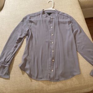 Ann Taylor xs greyish lavender blouse with pleating detail down front
